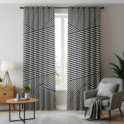 Onay Modern Black & White Striped Curtains – Minimalist Geometric Drapes