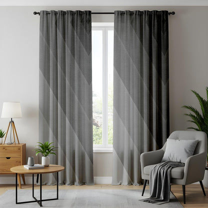 Onay Modern Geometric Living Room Curtains, Black and Grey Ombre Drapes