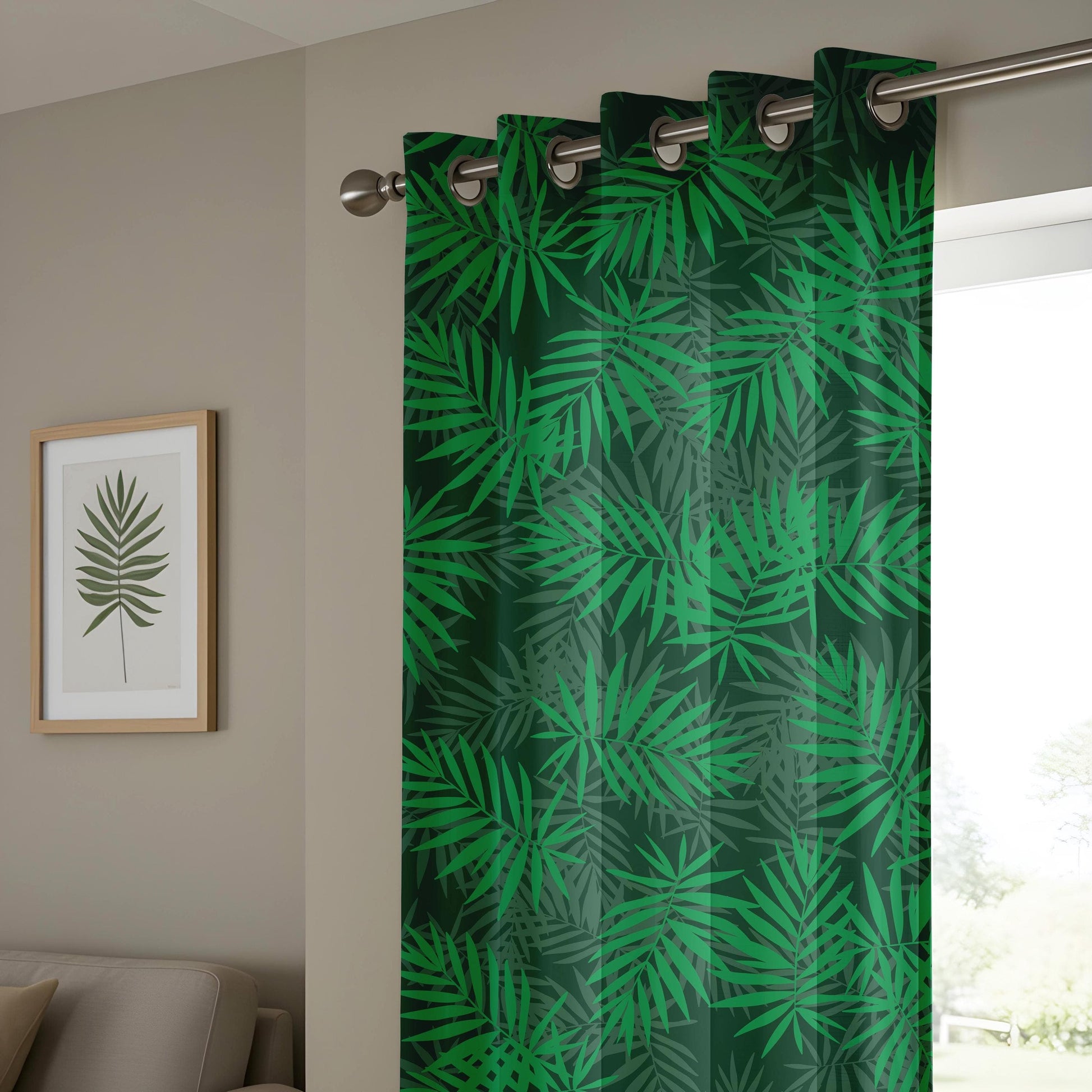 Onay Modern Jungle Curtains – Lush Green Palm Leaf Drapes for Fresh Interior Style