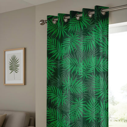 Onay Modern Jungle Curtains – Lush Green Palm Leaf Drapes for Fresh Interior Style