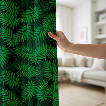 Onay Modern Jungle Curtains – Lush Green Palm Leaf Drapes for Fresh Interior Style