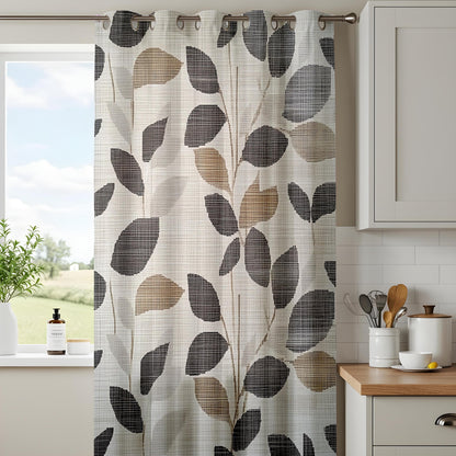 Onay Modern Leaf Pattern Window Curtains, Minimalist Botanical Drapes