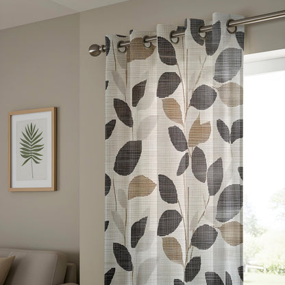 Onay Modern Leaf Pattern Window Curtains, Minimalist Botanical Drapes