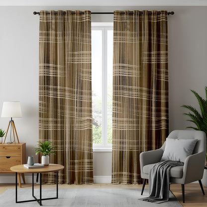Onay Modern Rustic Plaid Curtains – Earth Tone Woven Drapes