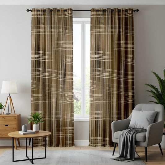 Onay Modern Rustic Plaid Curtains – Earth Tone Woven Drapes