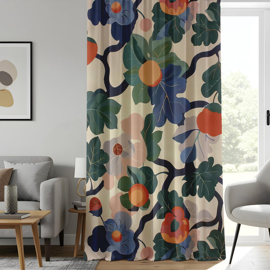 Onay Modern Tropical Floral Window Curtains, Boho Botanical Print Drapes