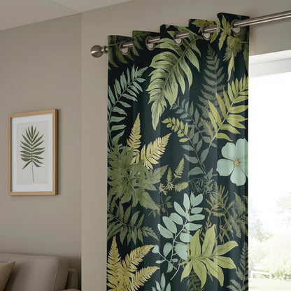 Onay Mossy Forest Window Curtains, Rustic Green and Beige Living Room Curtains