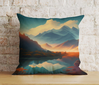 Onay 4 / 12 x 12 inch (30 x 30 cm) Double Side Mountain View Cityscape Abstract Room Decor Cushion Cover