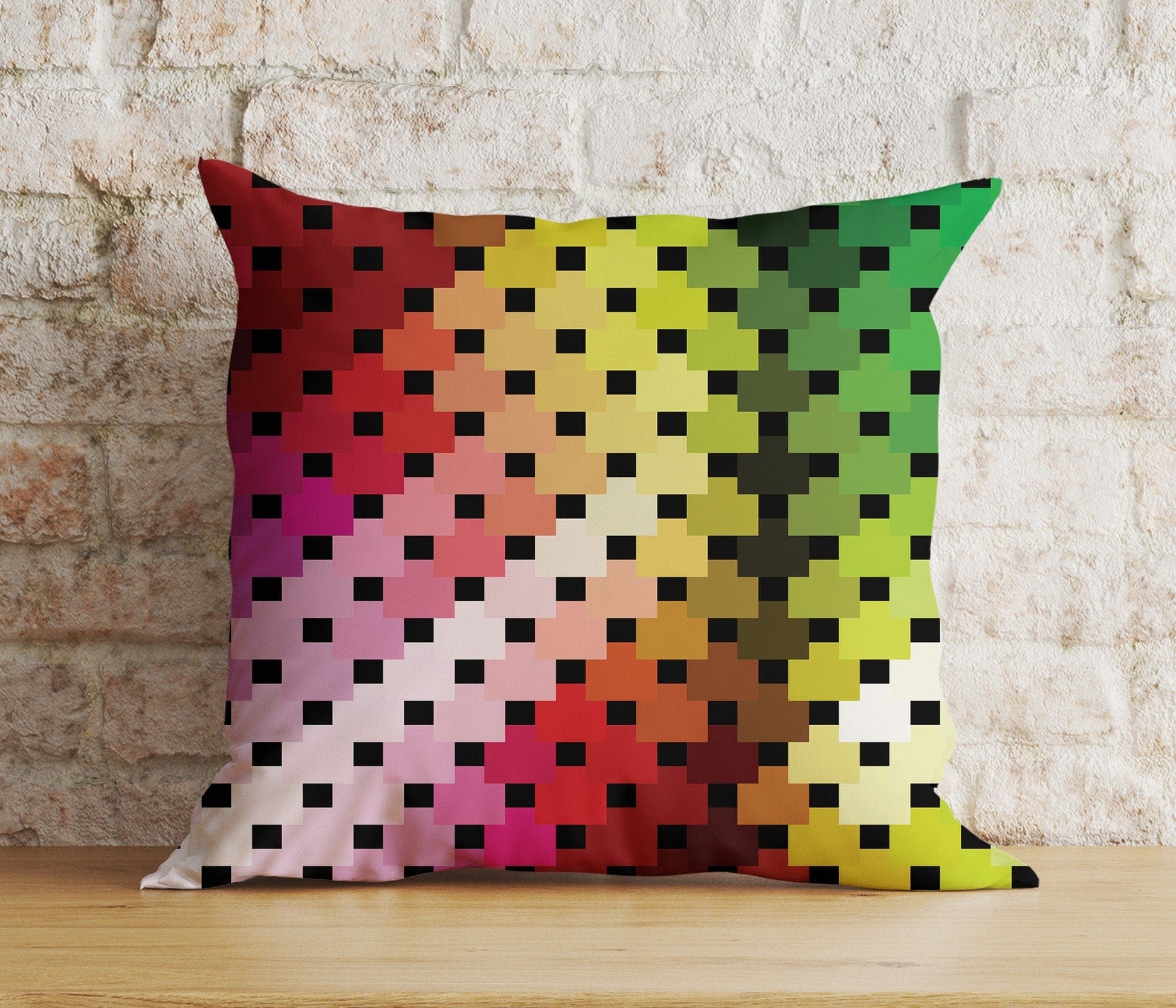 Onay 4 / 12 x 12 inch (30 x 30 cm) Double Side Multicolor Abstract Modern Colorful Rainbow Cushion Cover