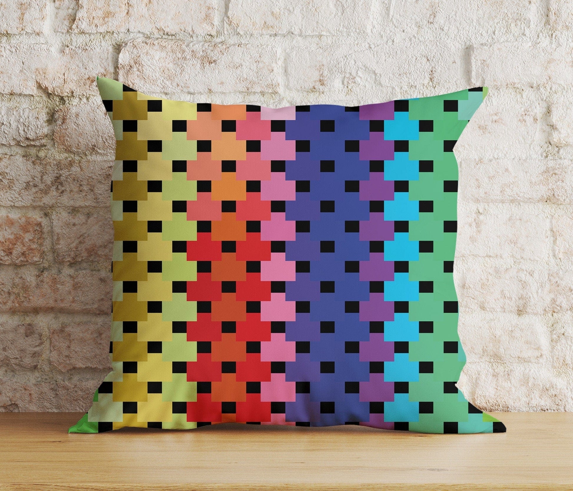 Onay 3 / 12 x 12 inch (30 x 30 cm) Double Side Multicolor Abstract Modern Colorful Rainbow Cushion Cover