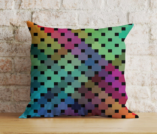 Onay 1 / 12 x 12 inch (30 x 30 cm) Double Side Multicolor Abstract Modern Colorful Rainbow Cushion Cover