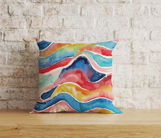 Onay 1 / 12 x 12 inch (30 x 30 cm) Multicolor Watercolor Abstract Decorative Cushion Covers