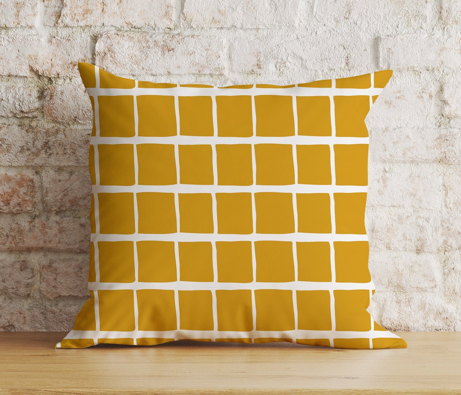 Onay 5 / 12 x 12 inch (30 x 30 cm) Mustard Yellow Abstract Floral Modern Cushion Cover