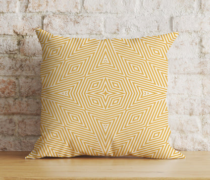 Onay 2 / 12 x 12 inch (30 x 30 cm) Mustard Yellow Abstract Floral Modern Cushion Cover