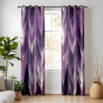 Onay Mystic Waves Blackout Window Curtains, Dramatic Purple Swirl Design