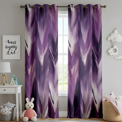 Onay Mystic Waves Blackout Window Curtains, Dramatic Purple Swirl Design