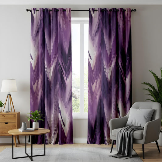 Onay Mystic Waves Blackout Window Curtains, Dramatic Purple Swirl Design