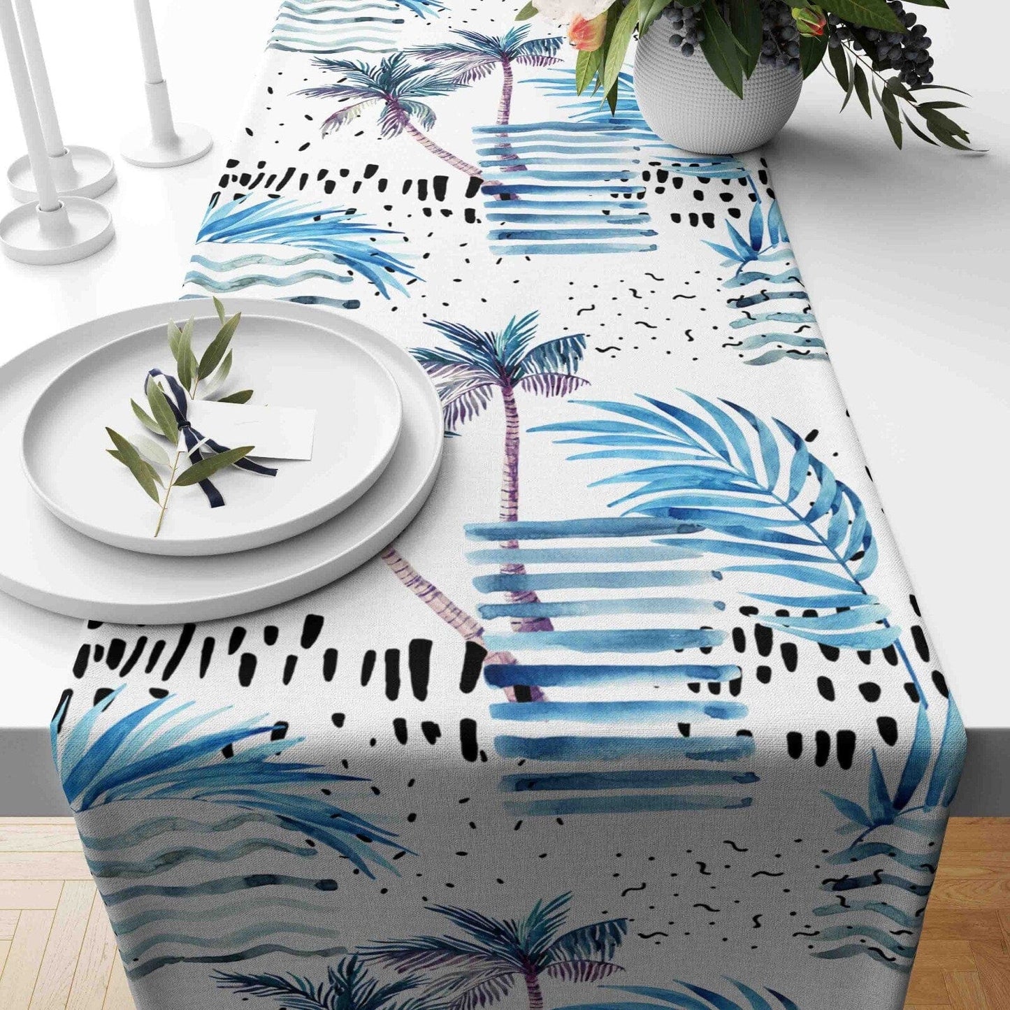 Onay Home Textile Cushion Covers 3 / 12 x 46 inch (30 x 120 cm) Nautical Table Runner Tropical Palm Tree Accent Table Runner