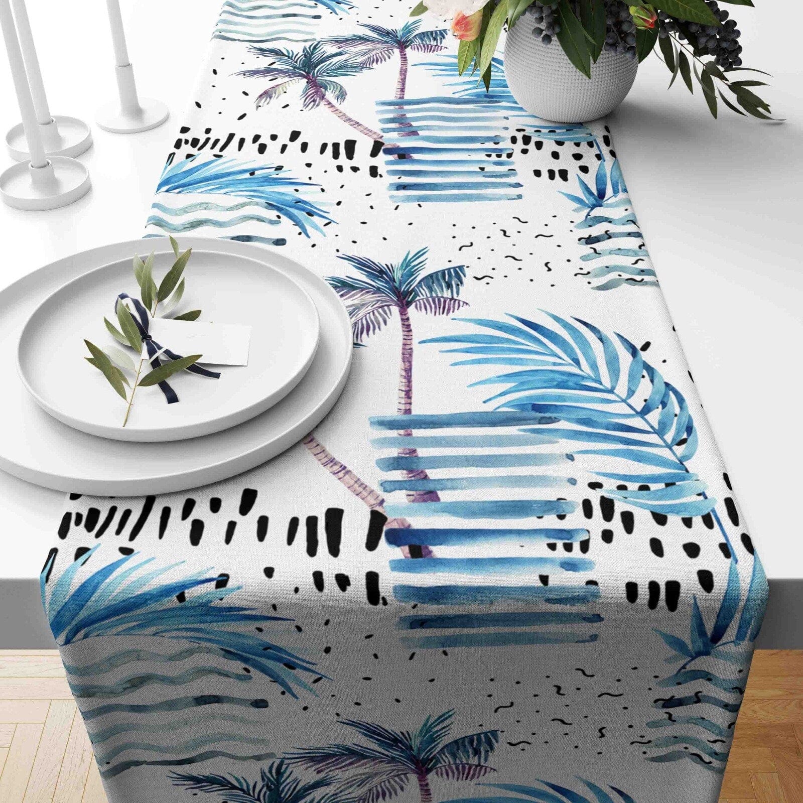 Onay Home Textile Cushion Covers 3 / 12 x 46 inch (30 x 120 cm) Nautical Table Runner Tropical Palm Tree Accent Table Runner