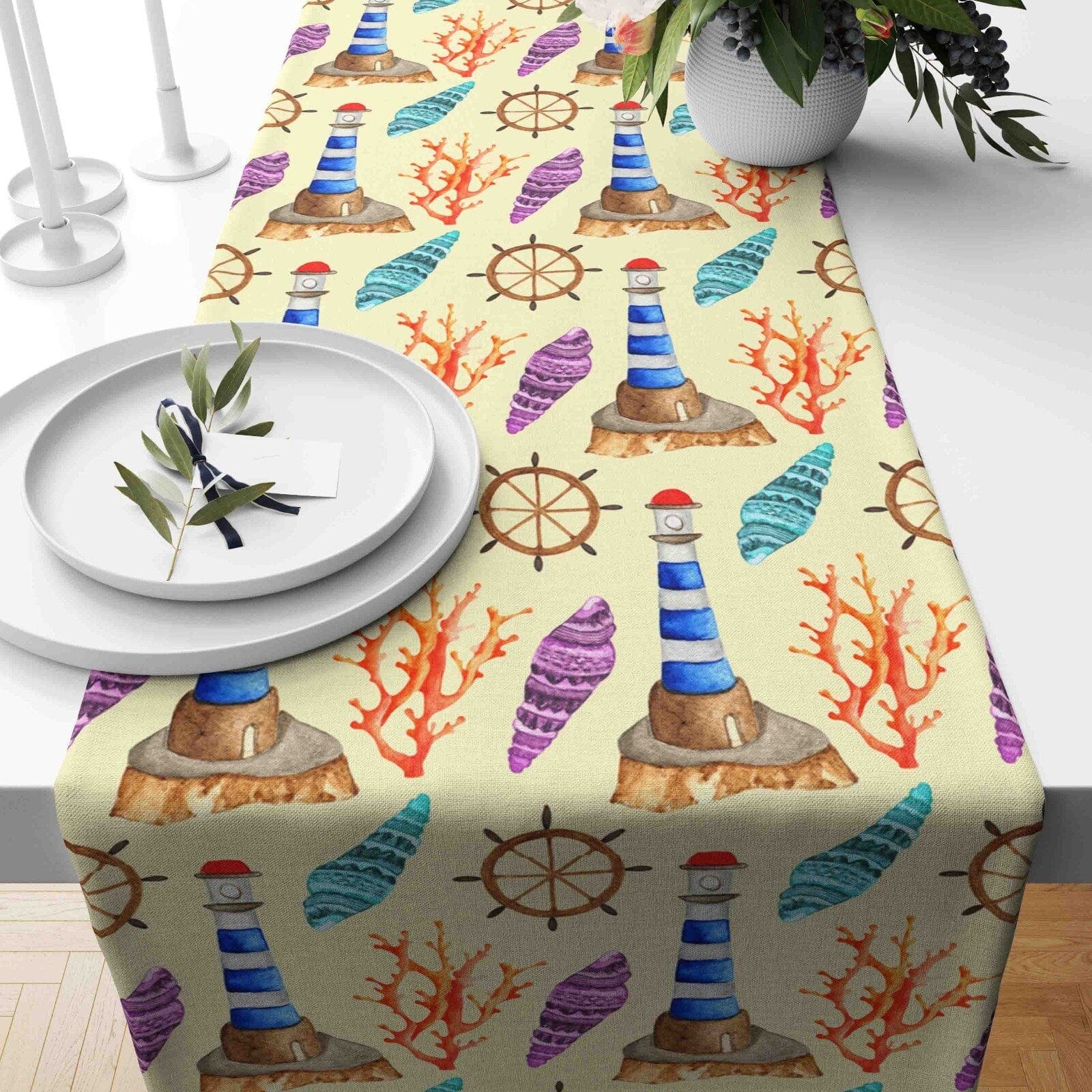 Onay Home Textile Cushion Covers 2 / 12 x 46 inch (30 x 120 cm) Nautical Table Runner Tropical Palm Tree Accent Table Runner