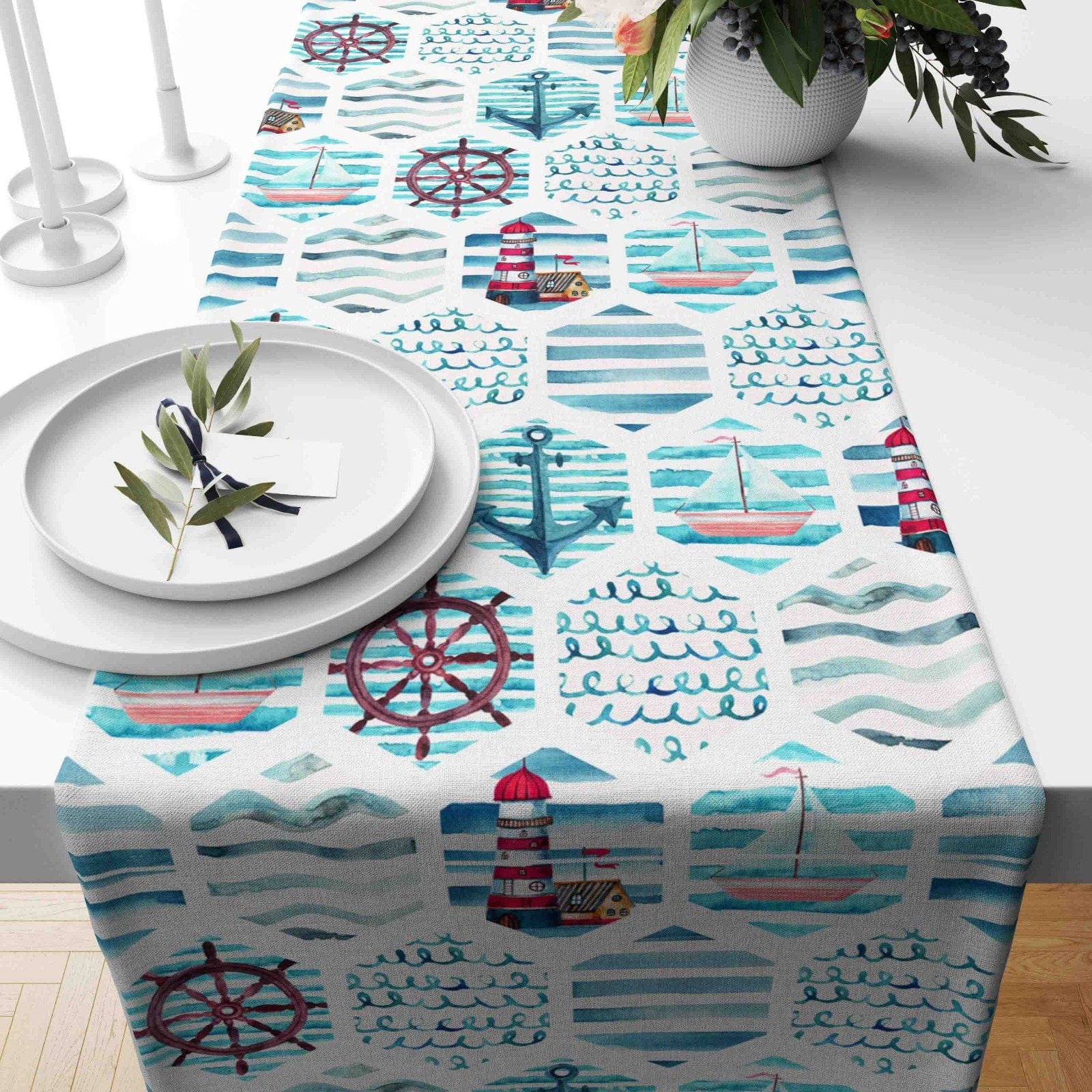 Onay Home Textile Cushion Covers 1 / 12 x 46 inch (30 x 120 cm) Nautical Table Runner Tropical Palm Tree Accent Table Runner