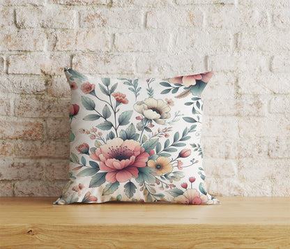 Onay Home Textile Cushion Covers 7 / 12 x 12 inch (30 x 30 cm) Double Side Navy Blue Flower Cushion Cover White Floral Pillow Cover