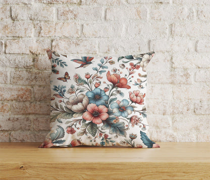 Onay Home Textile Cushion Covers 6 / 12 x 12 inch (30 x 30 cm) Double Side Navy Blue Flower Cushion Cover White Floral Pillow Cover