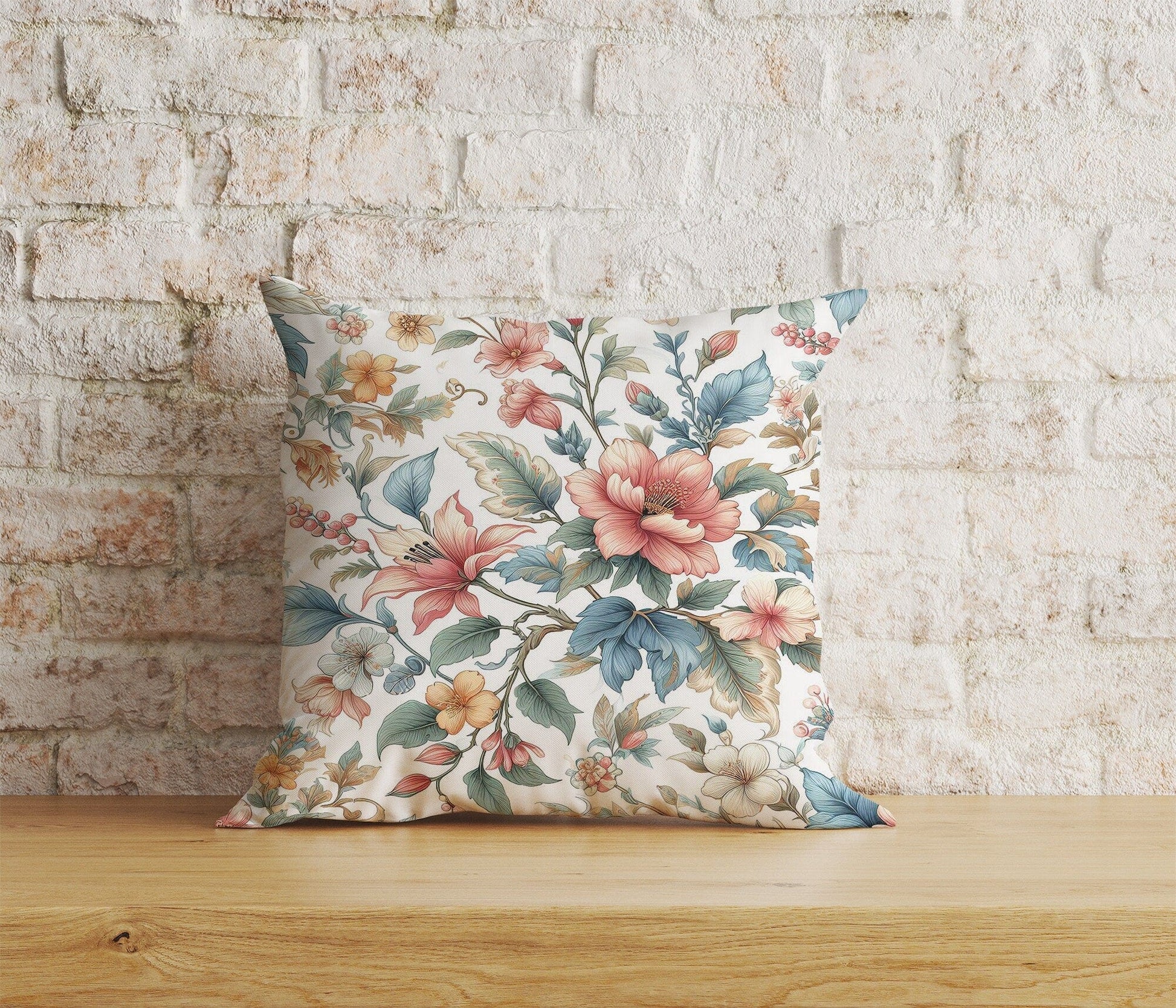 Onay Home Textile Cushion Covers 3 / 12 x 12 inch (30 x 30 cm) Double Side Navy Blue Flower Cushion Cover White Floral Pillow Cover