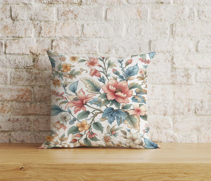 Onay Home Textile Cushion Covers 3 / 12 x 12 inch (30 x 30 cm) Double Side Navy Blue Flower Cushion Cover White Floral Pillow Cover