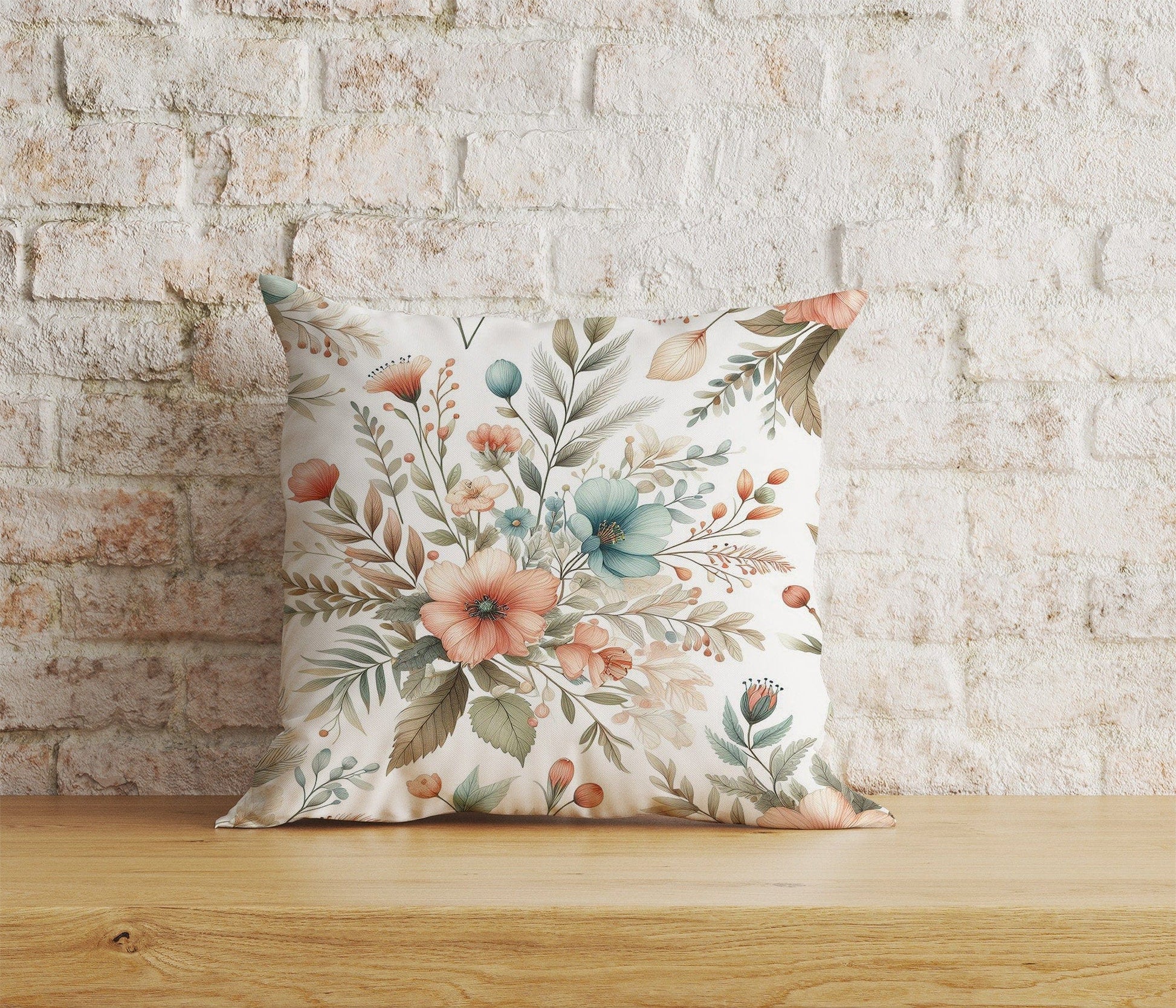 Onay Home Textile Cushion Covers 2 / 12 x 12 inch (30 x 30 cm) Double Side Navy Blue Flower Cushion Cover White Floral Pillow Cover