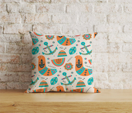 Onay Home Textile Cushion Covers 1 / 12 x 12 inch (30 x 30 cm) Double Side Nordic Abstraction Cushion Cover Ethnic Bird Pattern Throw