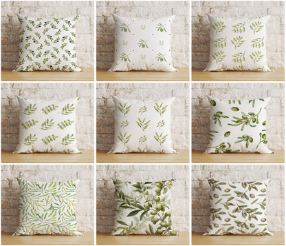 Onay Olive Leaf Olive Tree Green White Cushion Cover