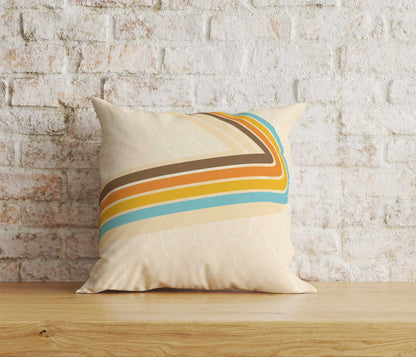 Onay Home Textile Cushion Covers 4 / 12 x 12 inch (30 x 30 cm) Double Side Orange and Green Retro Floral Striped Cushion Covers