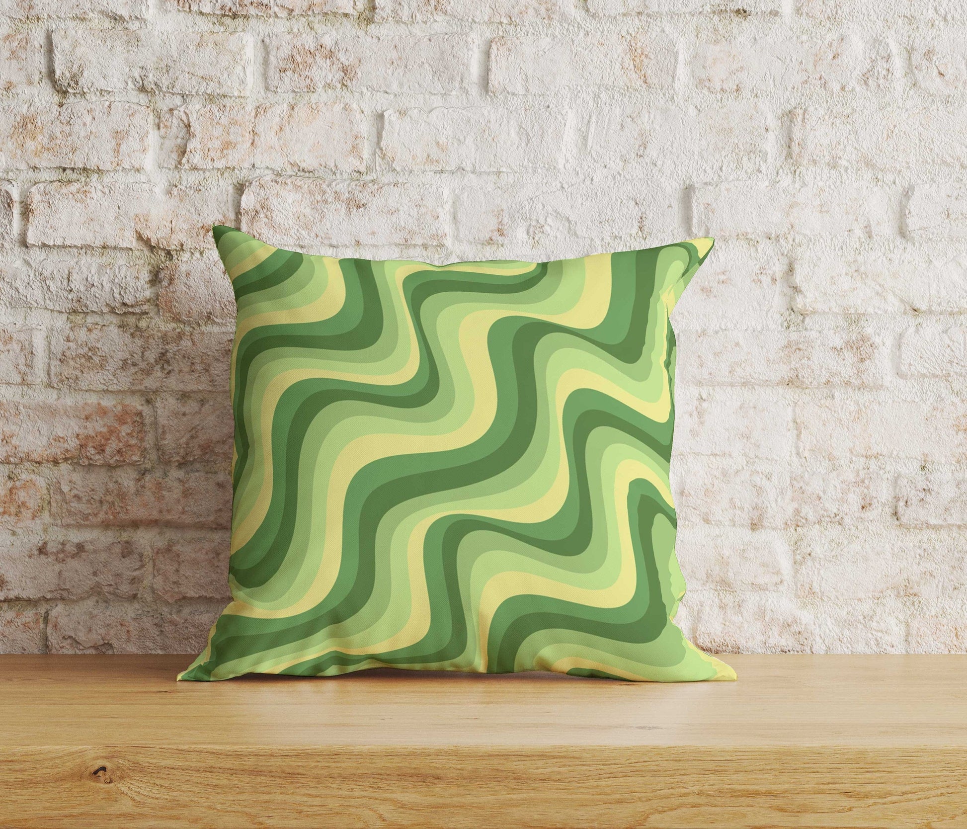 Onay Home Textile Cushion Covers 3 / 12 x 12 inch (30 x 30 cm) Double Side Orange and Green Retro Floral Striped Cushion Covers