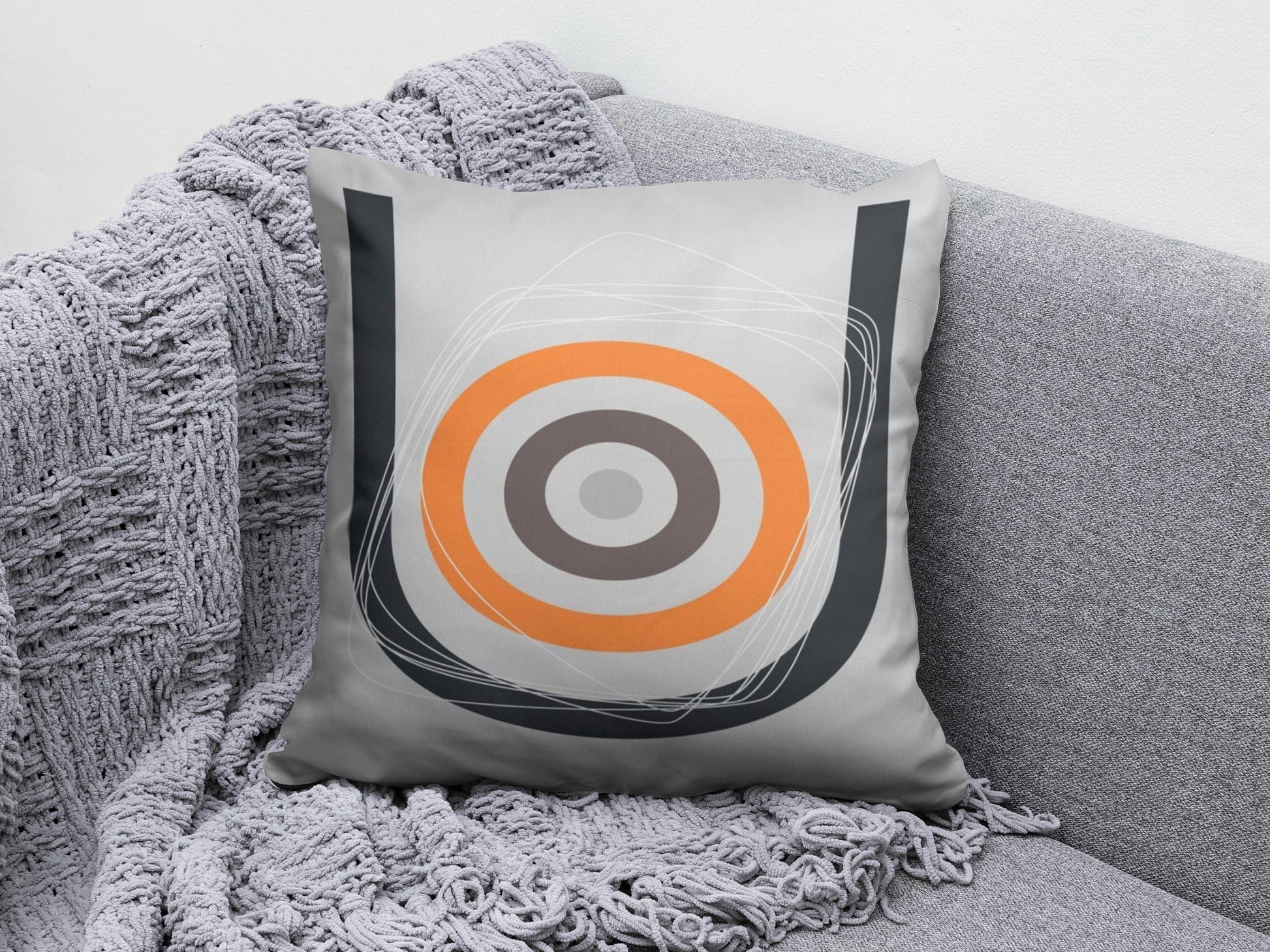 Onay 9 / 12 x 12 inch (30 x 30 cm) Orange Green Abstract Modern Striped Cushion Cover