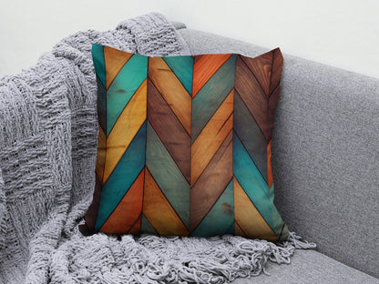 Onay 6 / 12 x 12 inch (30 x 30 cm) Orange Green Abstract Modern Striped Cushion Cover
