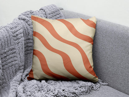 Onay 5 / 12 x 12 inch (30 x 30 cm) Orange Green Abstract Modern Striped Cushion Cover