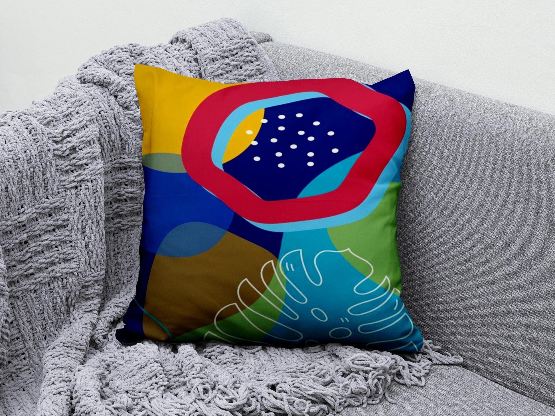 Onay 4 / 12 x 12 inch (30 x 30 cm) Orange Green Abstract Modern Striped Cushion Cover
