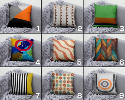 Onay Orange Green Abstract Modern Striped Cushion Cover