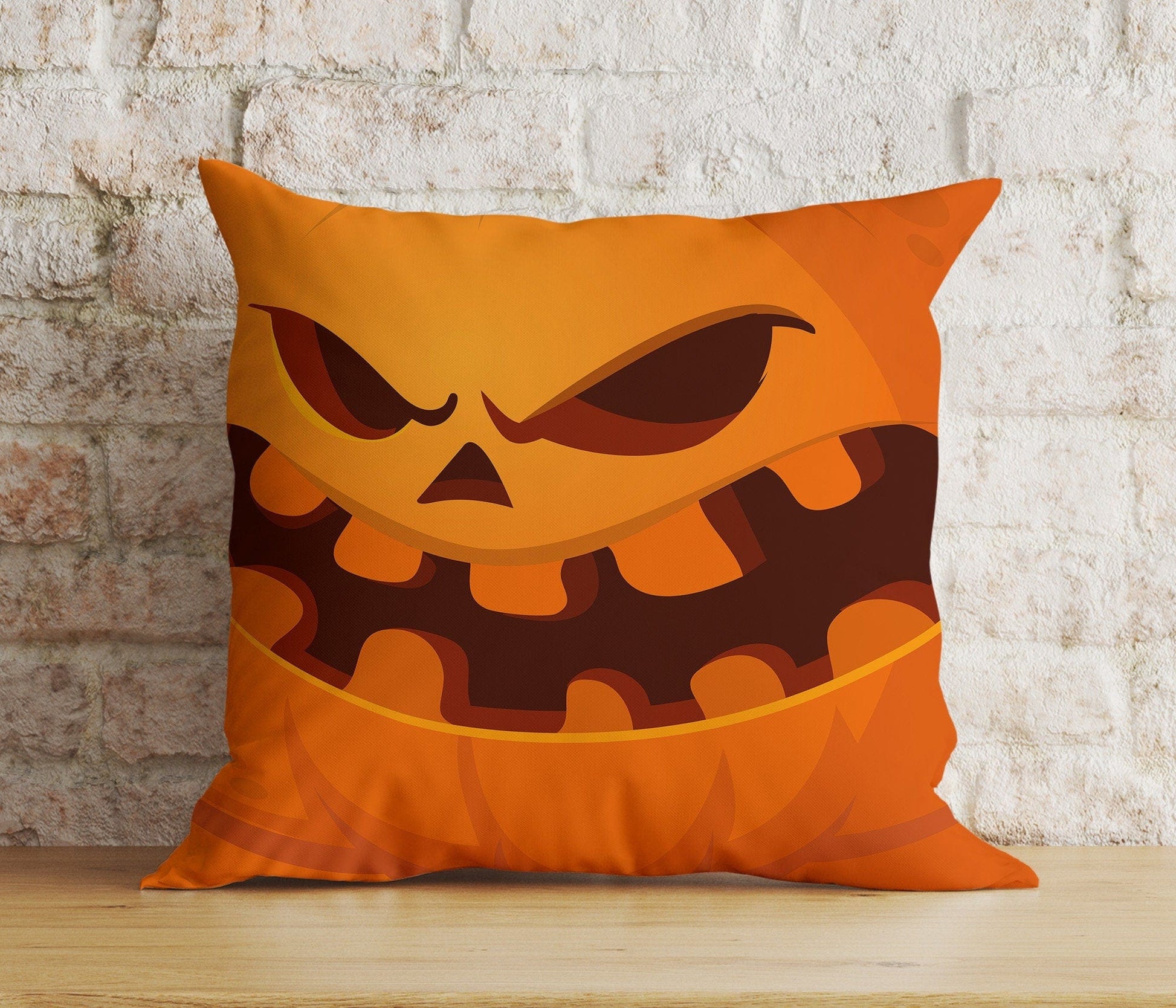Onay Cushion Covers 3 / 12 x 12 inch (30 x 30 cm) Double Side Orange Pumpkin Trick or Treat Spooky Halloween Cushion Cover