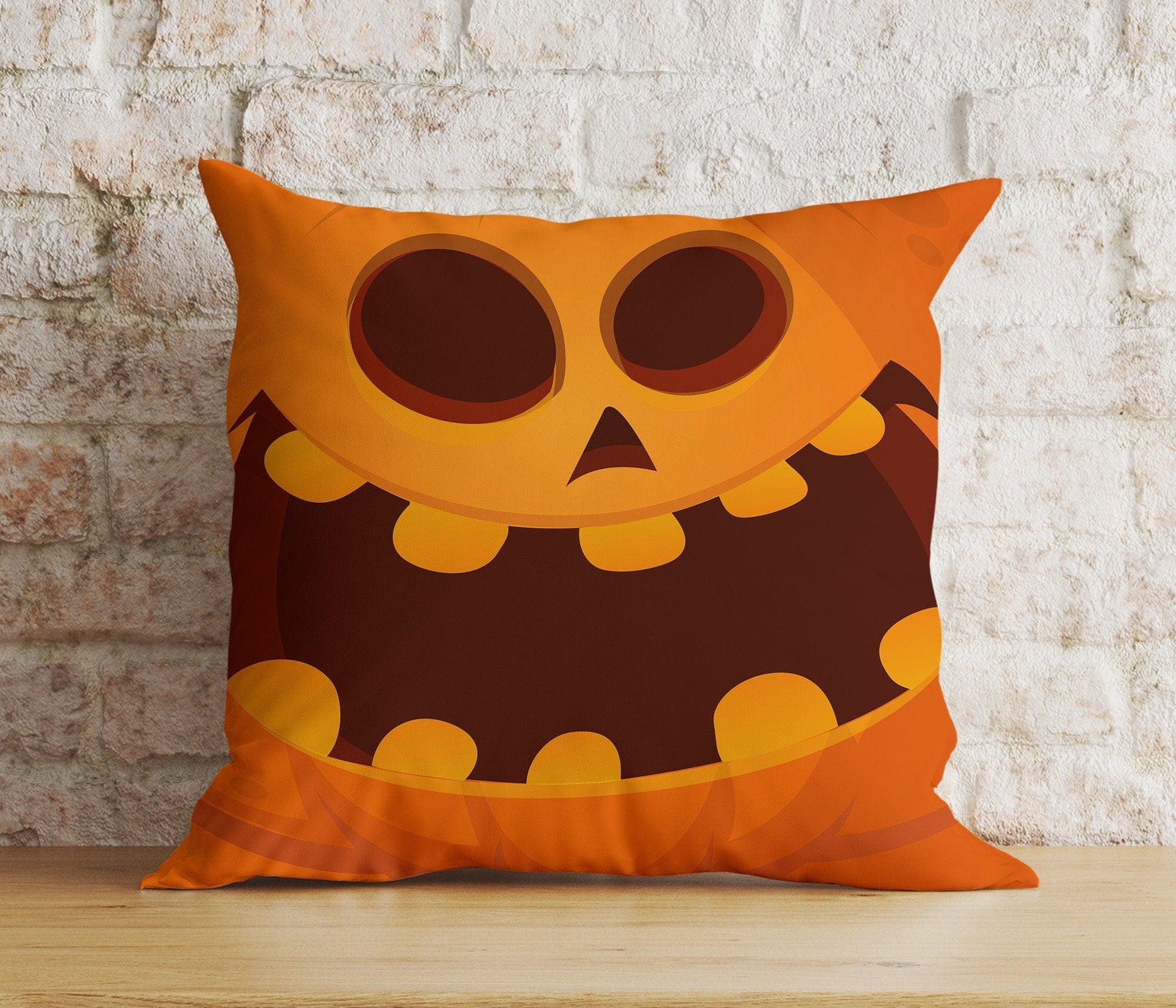 Onay Cushion Covers 1 / 12 x 12 inch (30 x 30 cm) Double Side Orange Pumpkin Trick or Treat Spooky Halloween Cushion Cover