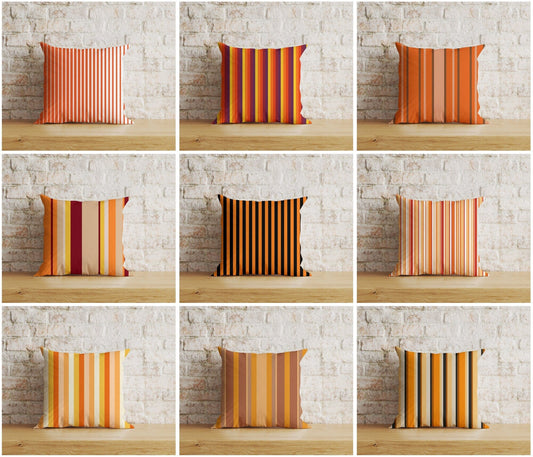 Onay Home Textile Cushion Covers Orange Stripe Cushion Cover Line Throw Cushions