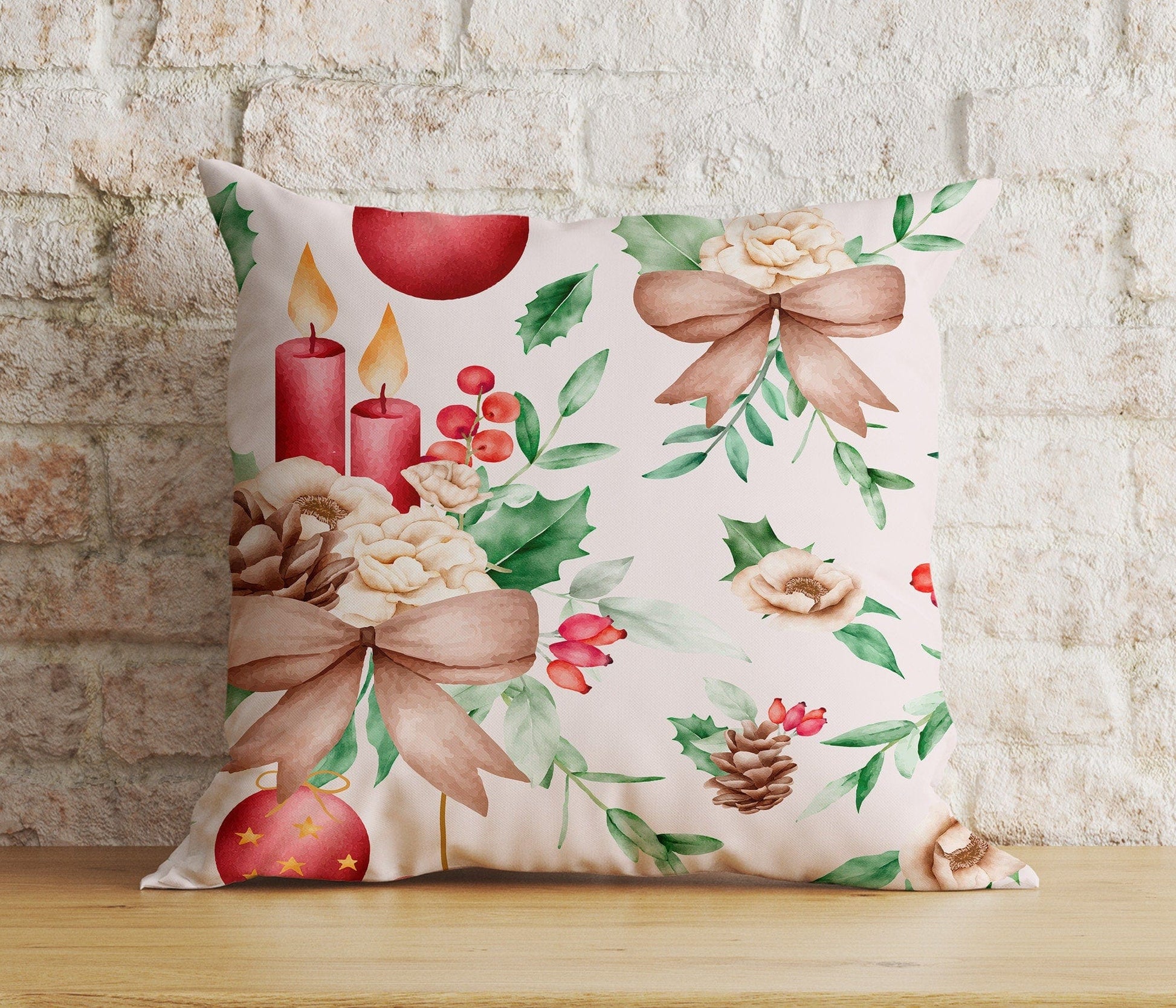 Onay 7 / 12 x 12 inch (30 x 30 cm) Double Side Ornament Xmas Tree Christmas Colorful Festive Cushion Cover