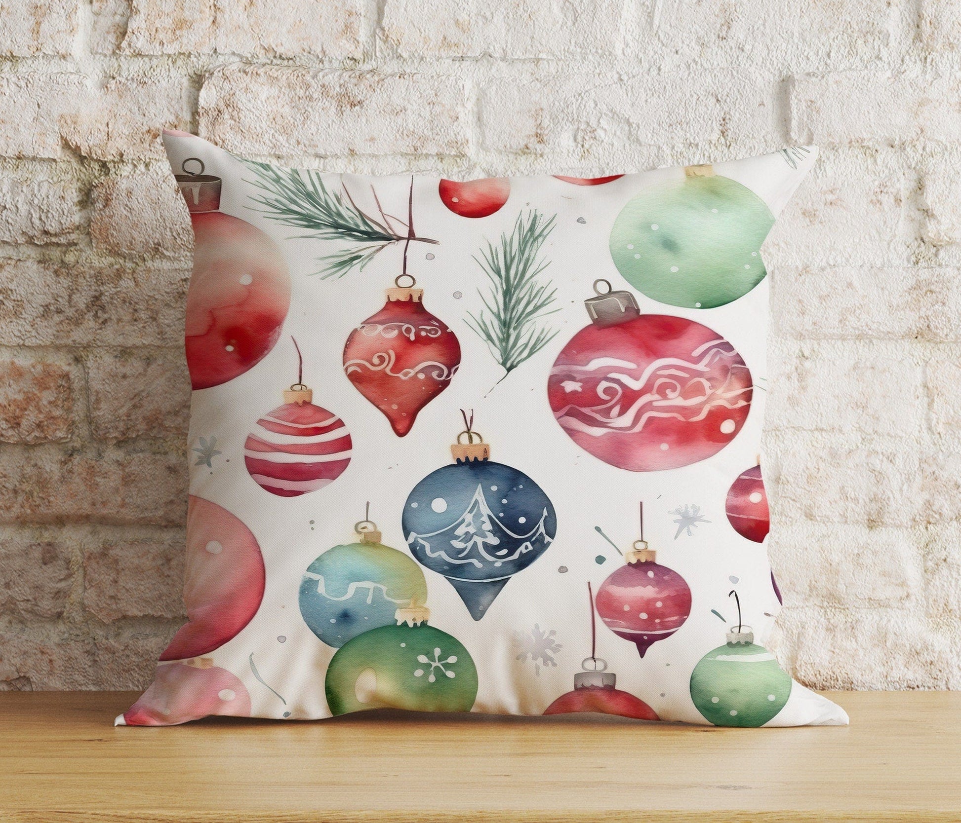 Onay 2 / 12 x 12 inch (30 x 30 cm) Double Side Ornament Xmas Tree Christmas Colorful Festive Cushion Cover