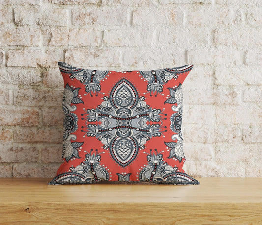 Onay Home Textile 1 / 12 x 12 inch (30 x 30 cm) Double Side Paisley Bandana Cushion Cover Red & White Paisley Bandana