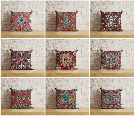 Onay Home Textile Paisley Bandana Cushion Cover Red & White Paisley Bandana