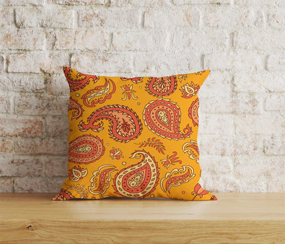 Onay Home Textile Cushion Covers 7 / 12 x 12 inch (30 x 30 cm) Double Side Paisley Cushion Cover Pink & Orange Countryside Inspired