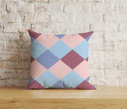 Onay Home Textile Cushion Covers 4 / 12 x 12 inch (30 x 30 cm) Double Side Patchwork Geometric Cushion Covers Checkered & Triangle
