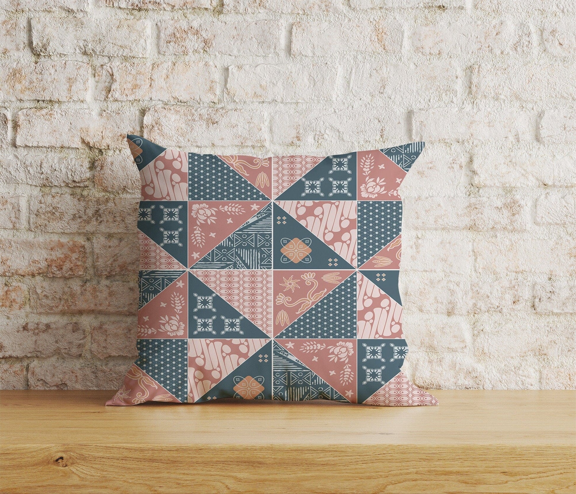 Onay Home Textile Cushion Covers 3 / 12 x 12 inch (30 x 30 cm) Double Side Patchwork Geometric Cushion Covers Checkered & Triangle