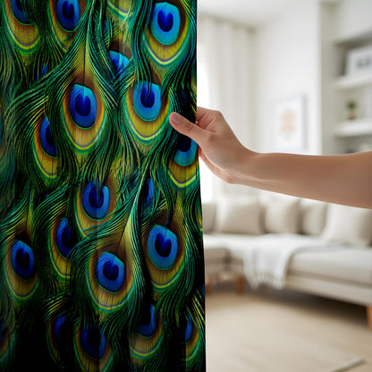 Onay Peacock Feather Window Curtains, Exotic Blue & Green Drapes